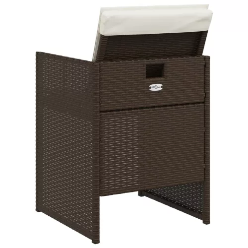  4 db barna polyrattan kerti szék párnával
