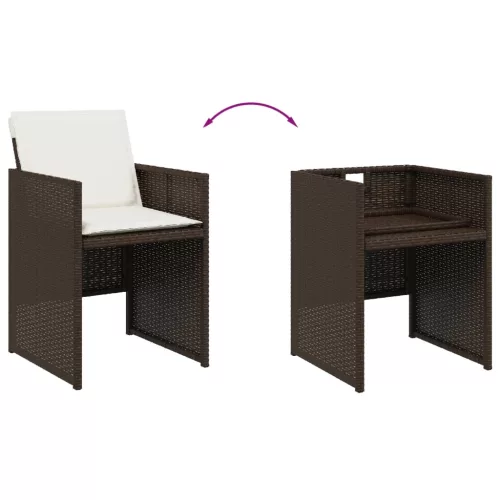  4 db barna polyrattan kerti szék párnával