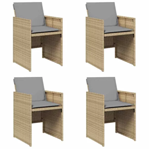  4 db vegyes bézs polyrattan kerti szék párnával