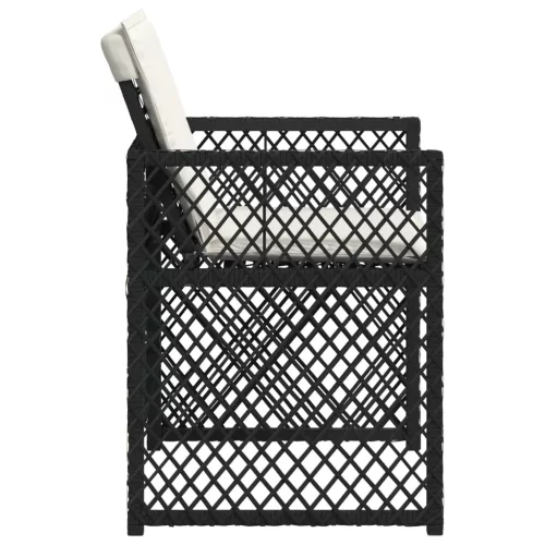 4 db fekete polyrattan kerti szék párnával