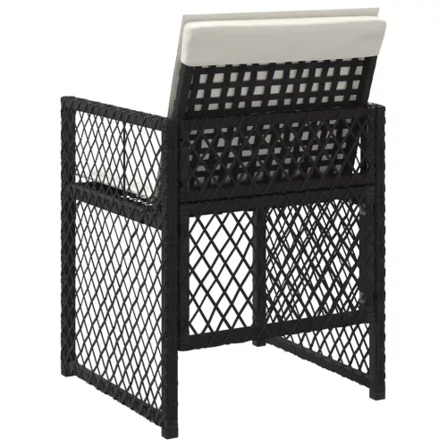  4 db fekete polyrattan kerti szék párnával