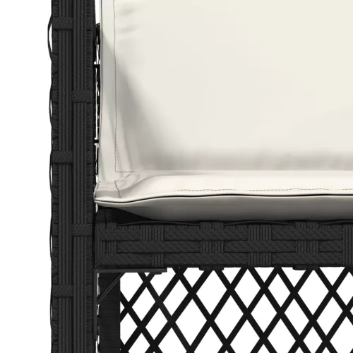  4 db fekete polyrattan kerti szék párnával