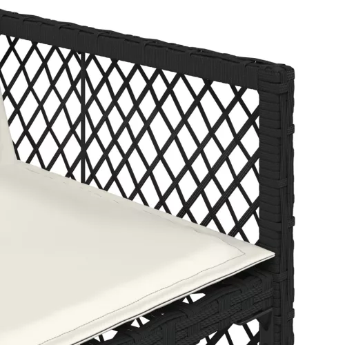  4 db fekete polyrattan kerti szék párnával