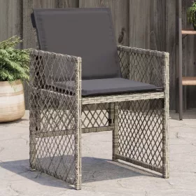  4 db szürke polyrattan kerti szék párnával