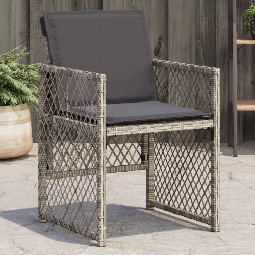  4 db szürke polyrattan kerti szék párnával