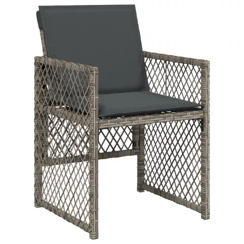  4 db szürke polyrattan kerti szék párnával