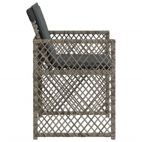  4 db szürke polyrattan kerti szék párnával