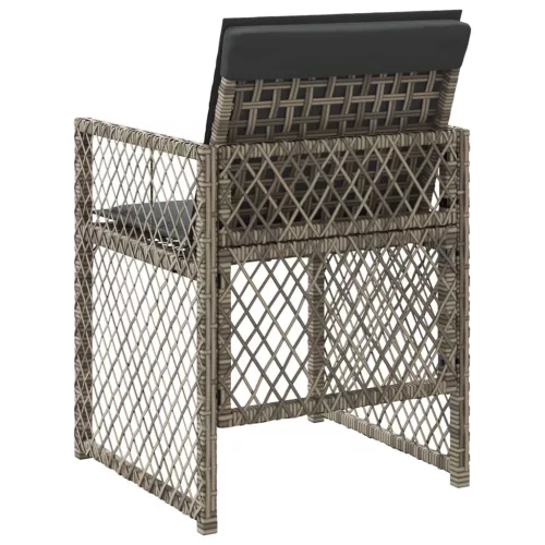  4 db szürke polyrattan kerti szék párnával