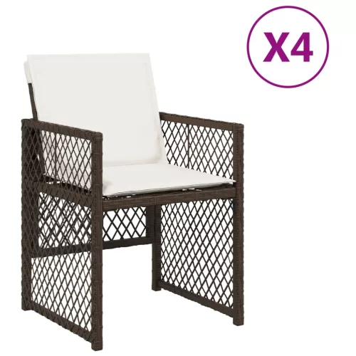  4 db barna polyrattan kerti szék párnával