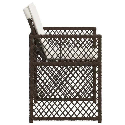  4 db barna polyrattan kerti szék párnával