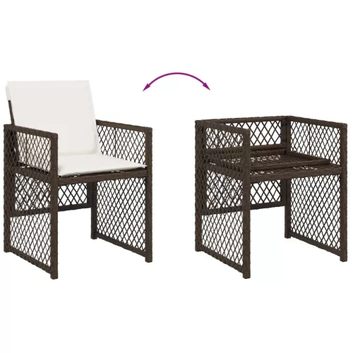  4 db barna polyrattan kerti szék párnával