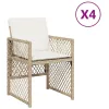  4 db bézs polyrattan kerti szék párnával