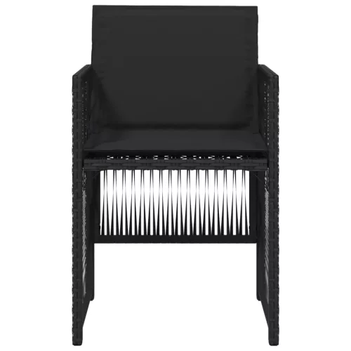  4 db fekete polyrattan kerti szék párnával