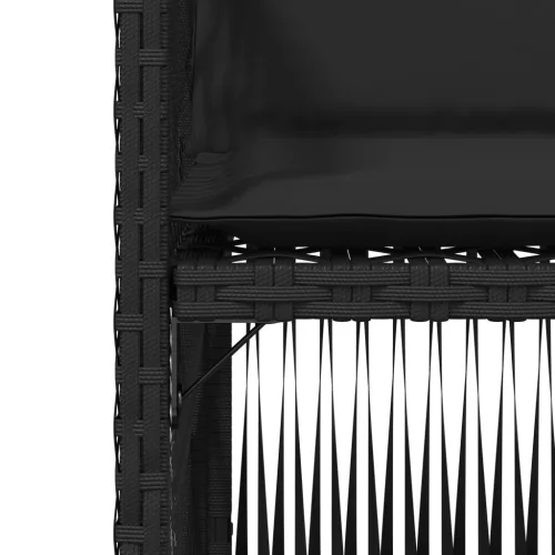  4 db fekete polyrattan kerti szék párnával