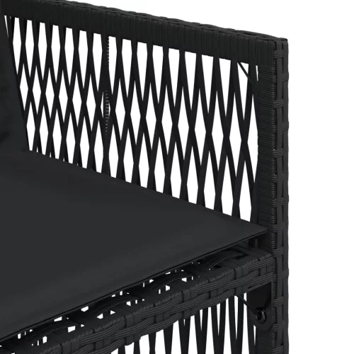  4 db fekete polyrattan kerti szék párnával