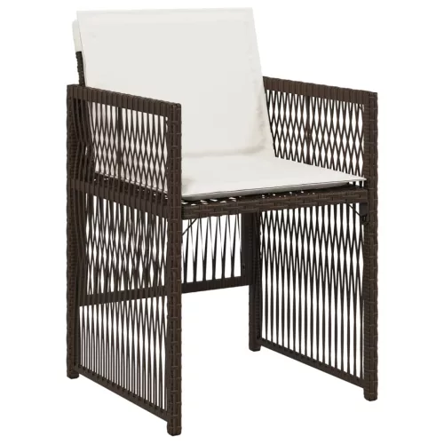  4 db barna polyrattan kerti szék párnával