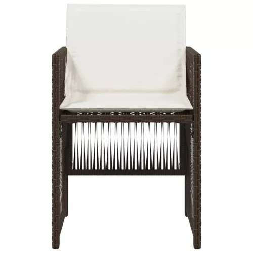  4 db barna polyrattan kerti szék párnával