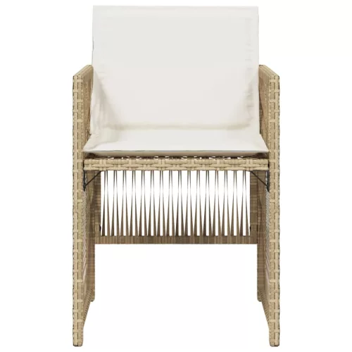  4 db bézs polyrattan kerti szék párnával