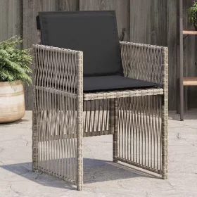  4 db világosszürke polyrattan kerti szék párnával
