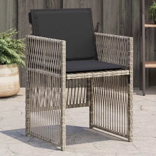  4 db világosszürke polyrattan kerti szék párnával