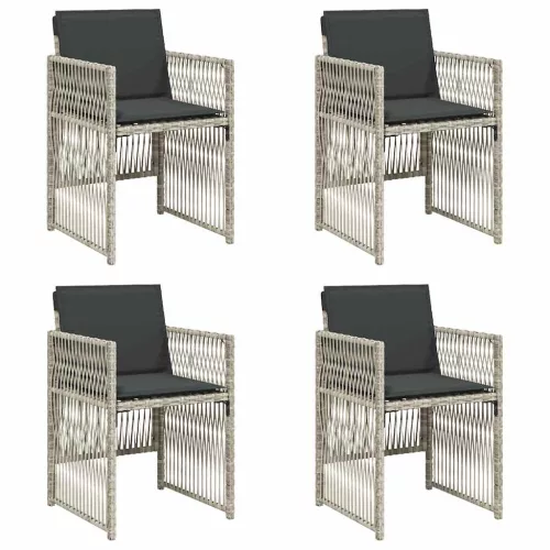  4 db világosszürke polyrattan kerti szék párnával