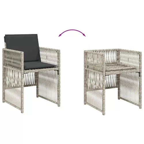  4 db világosszürke polyrattan kerti szék párnával