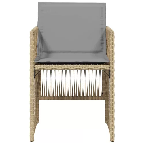  4 db vegyes bézs polyrattan kerti szék párnával