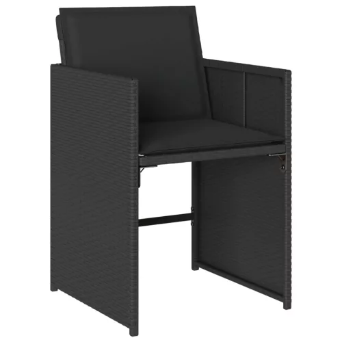  4 db fekete polyrattan kerti szék párnával