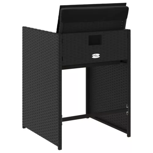  4 db fekete polyrattan kerti szék párnával