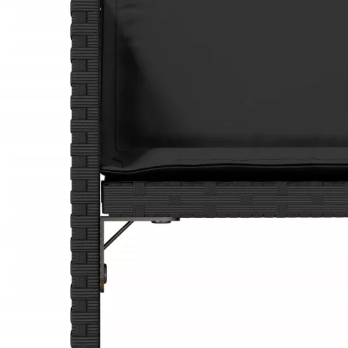  4 db fekete polyrattan kerti szék párnával