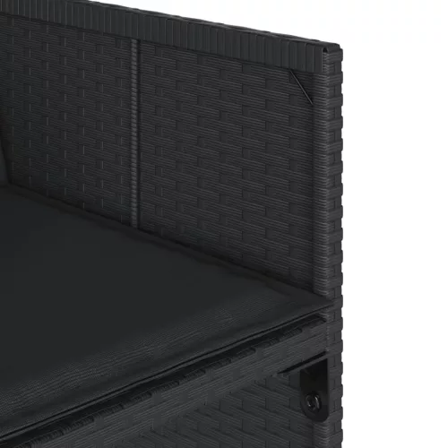  4 db fekete polyrattan kerti szék párnával