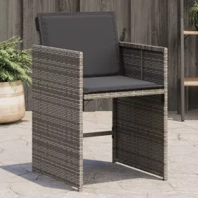  4 db szürke polyrattan kerti szék párnával