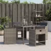  4 db szürke polyrattan kerti szék párnával