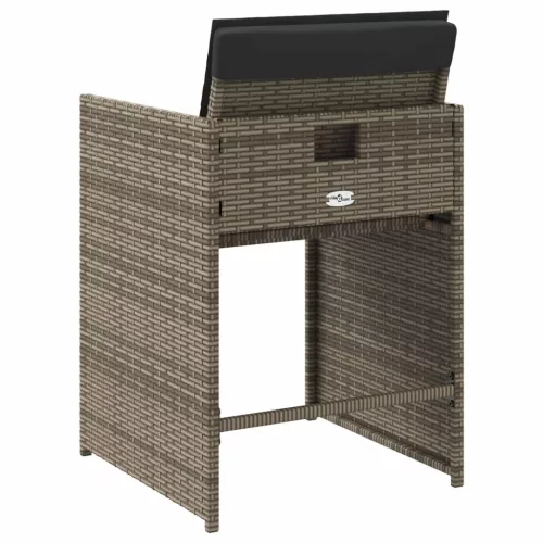  4 db szürke polyrattan kerti szék párnával
