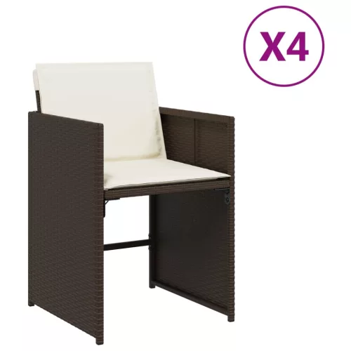  4 db barna polyrattan kerti szék párnával