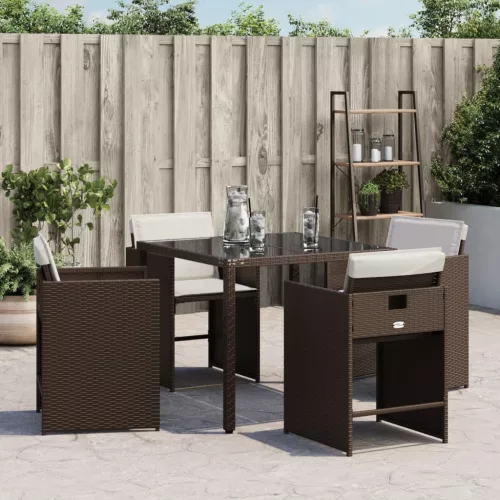  4 db barna polyrattan kerti szék párnával
