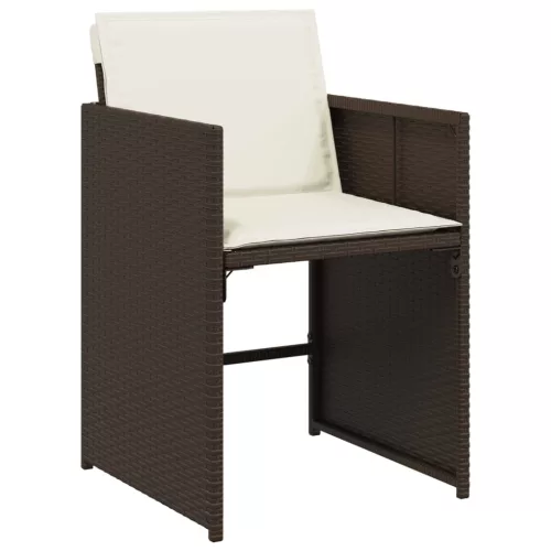  4 db barna polyrattan kerti szék párnával