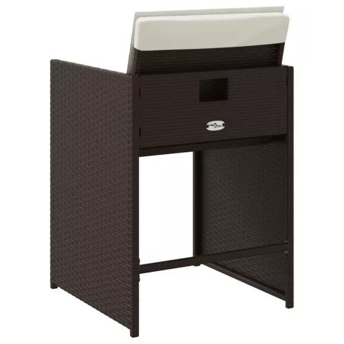  4 db barna polyrattan kerti szék párnával