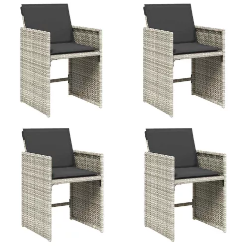 4 db világosszürke polyrattan kerti szék párnával