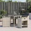  4 db világosszürke polyrattan kerti szék párnával