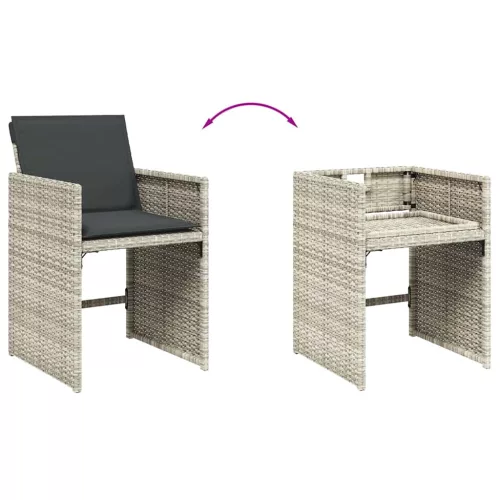  4 db világosszürke polyrattan kerti szék párnával
