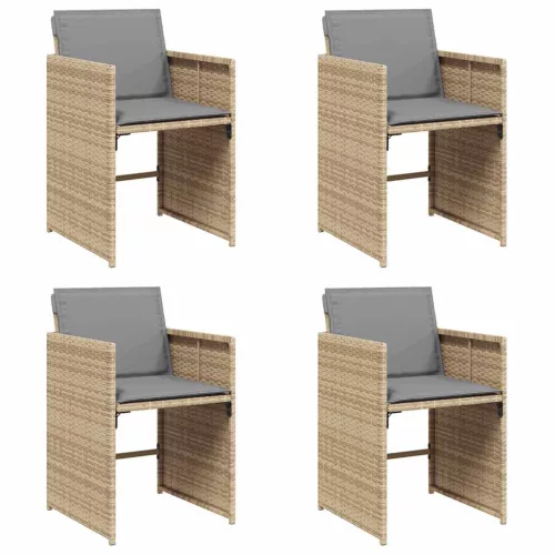  4 db vegyes bézs polyrattan kerti szék párnával