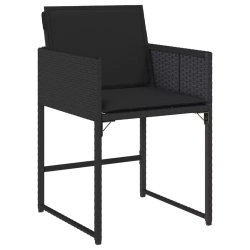  4 db fekete polyrattan kerti szék párnával