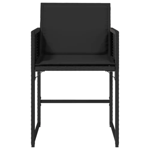  4 db fekete polyrattan kerti szék párnával