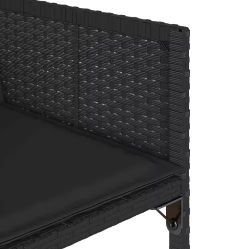  4 db fekete polyrattan kerti szék párnával