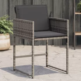  4 db szürke polyrattan kerti szék párnával