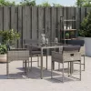  4 db szürke polyrattan kerti szék párnával