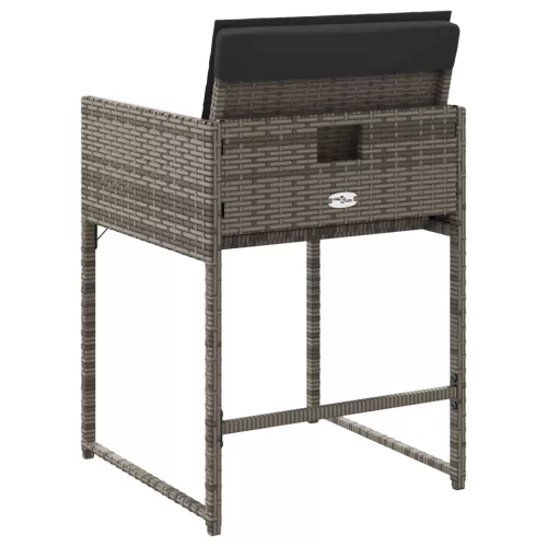  4 db szürke polyrattan kerti szék párnával