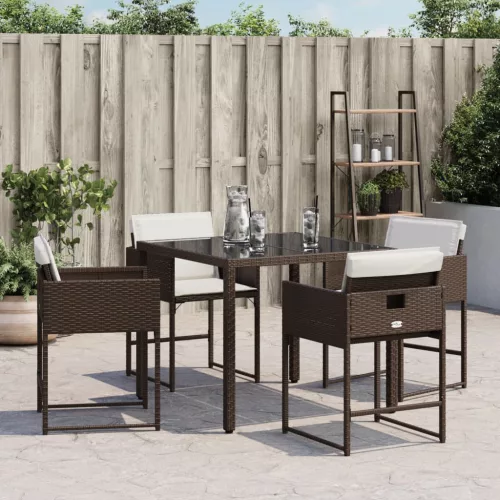  4 db barna polyrattan kerti szék párnával