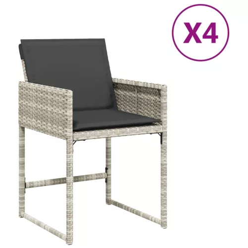  4 db világosszürke polyrattan kerti szék párnával